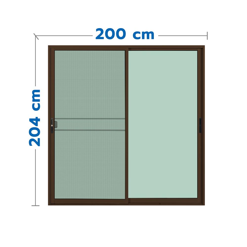 ประตูบานเลื่อน อะลูมิเนียม S-S มุ้ง KPA KPA132 200x204 ซม. สีชา