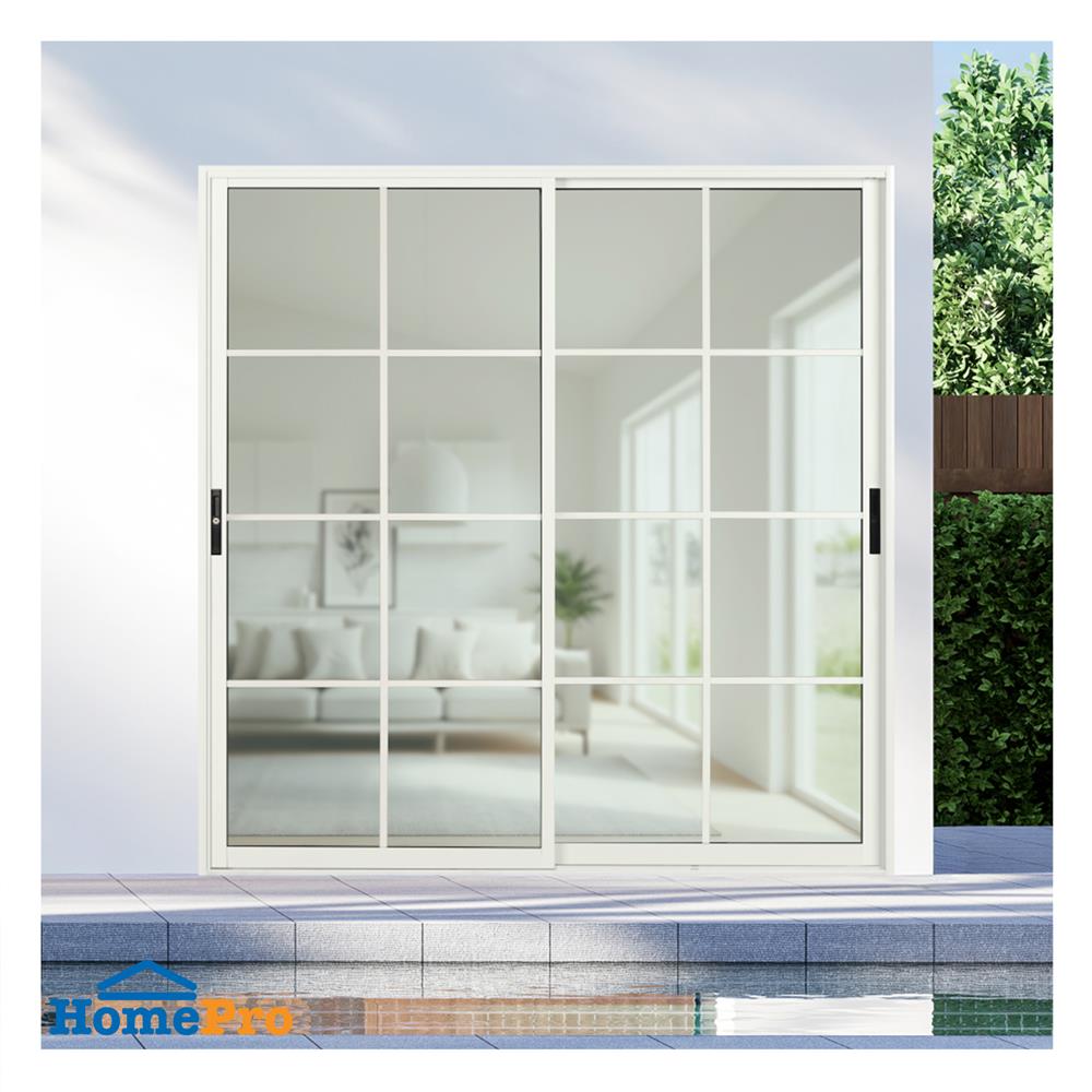 ประตูบานเลื่อน อะลูมิเนียม S-S มุ้ง KPA 8 ฟัก 200x204 ซม. สีขาว