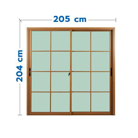 ประตูบานเลื่อน อะลูมิเนียม S-S มุ้ง KPA 8 ฟัก 205x204 ซม. สีน้ำตาลลายไม้_0