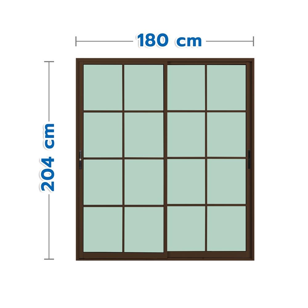 ประตูบานเลื่อน อะลูมิเนียม S-S มุ้ง KPA 8 ฟัก 180x204 ซม. สีชา