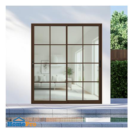 ประตูบานเลื่อน อะลูมิเนียม S-S มุ้ง KPA 8 ฟัก 180x204 ซม. สีชา_1