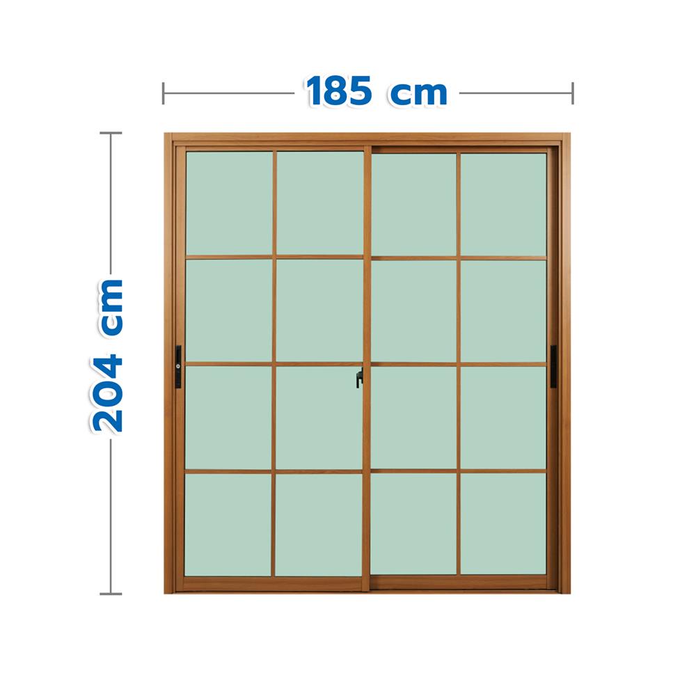 ประตูบานเลื่อน อะลูมิเนียม S-S มุ้ง KPA 8 ฟัก 185x204 ซม. สีน้ำตาลลายไม้