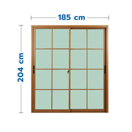 ประตูบานเลื่อน อะลูมิเนียม S-S มุ้ง KPA 8 ฟัก 185x204 ซม. สีน้ำตาลลายไม้_0