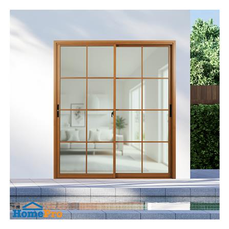 ประตูบานเลื่อน อะลูมิเนียม S-S มุ้ง KPA 8 ฟัก 185x204 ซม. สีน้ำตาลลายไม้_1