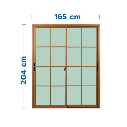 ประตูบานเลื่อน อะลูมิเนียม S-S มุ้ง KPA 8 ฟัก 165x204 ซม. สีน้ำตาลลายไม้_0