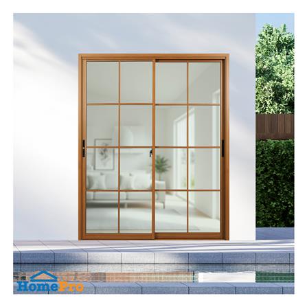 ประตูบานเลื่อน อะลูมิเนียม S-S มุ้ง KPA 8 ฟัก 165x204 ซม. สีน้ำตาลลายไม้_1