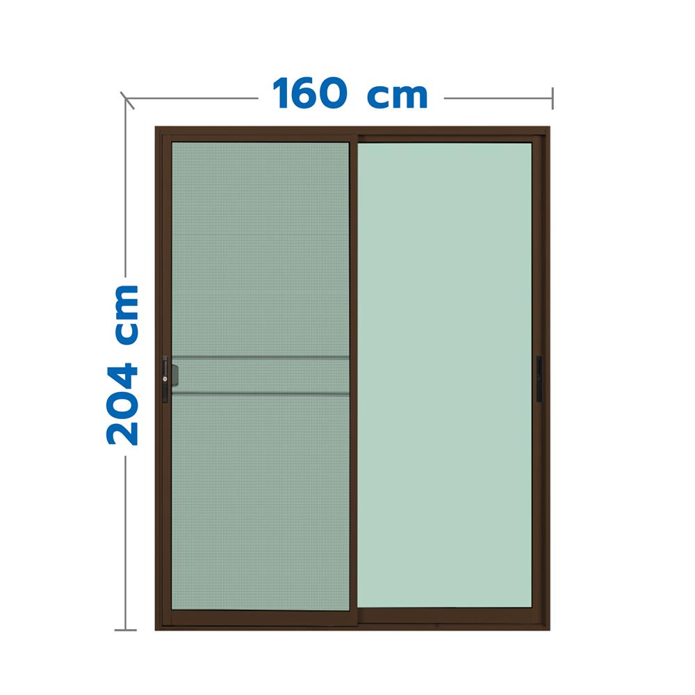ประตูบานเลื่อน อะลูมิเนียม S-S มุ้ง KPA KPA132 160x204 ซม. สีชา