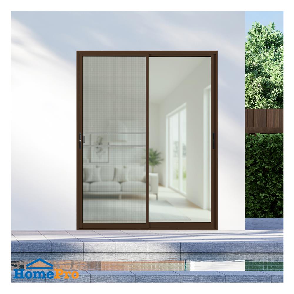 ประตูบานเลื่อน อะลูมิเนียม S-S มุ้ง KPA KPA132 160x204 ซม. สีชา
