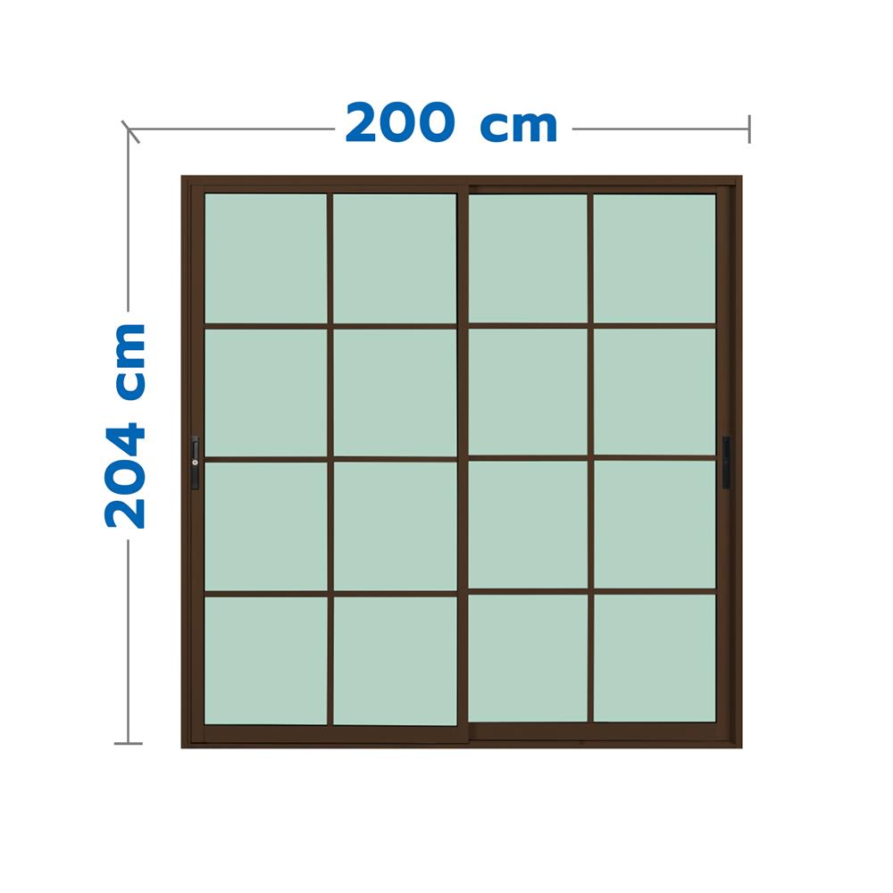 ประตูบานเลื่อน อะลูมิเนียม S-S มุ้ง KPA 8 ฟัก 200x204 ซม. สีชา