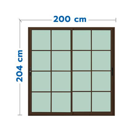 ประตูบานเลื่อน อะลูมิเนียม S-S มุ้ง KPA 8 ฟัก 200x204 ซม. สีชา_0