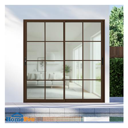 ประตูบานเลื่อน อะลูมิเนียม S-S มุ้ง KPA 8 ฟัก 200x204 ซม. สีชา_1