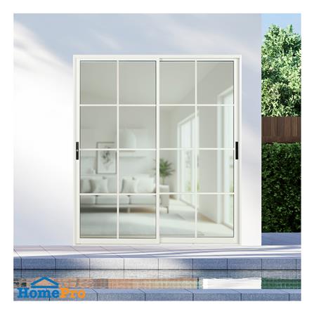 ประตูบานเลื่อน อะลูมิเนียม S-S มุ้ง KPA 8 ฟัก 180x204 ซม. สีขาว_1