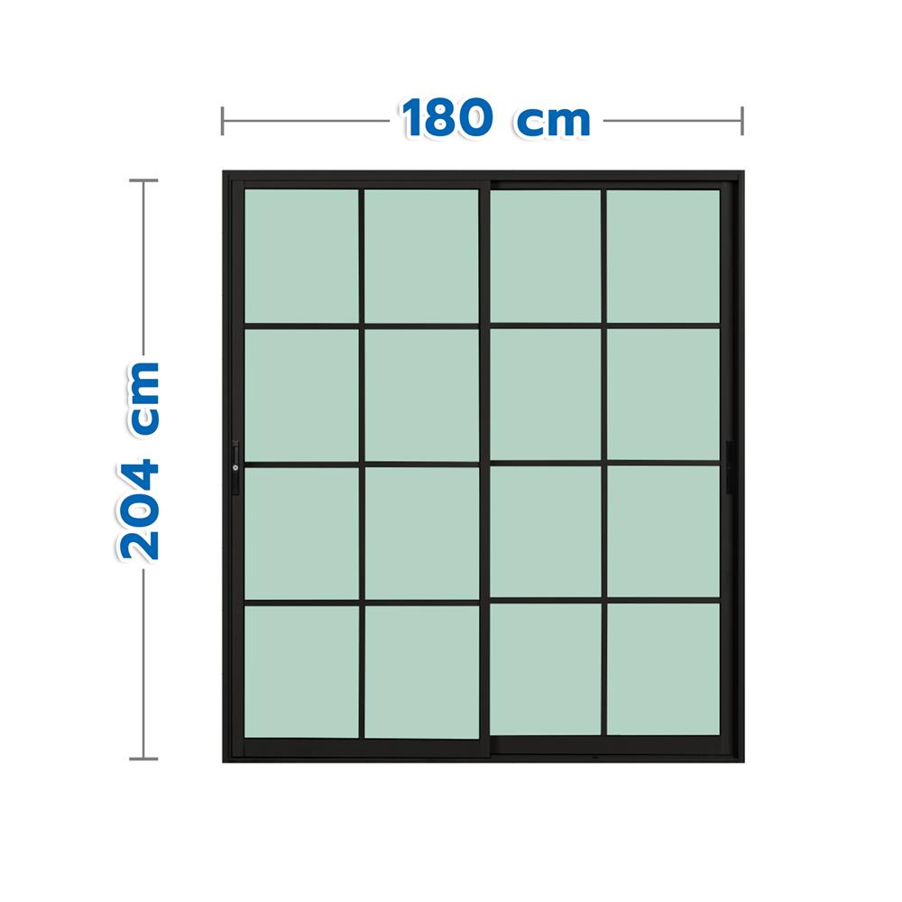 ประตูบานเลื่อน อะลูมิเนียม S-S มุ้ง KPA 8 ฟัก 180x204 ซม. สีดำ