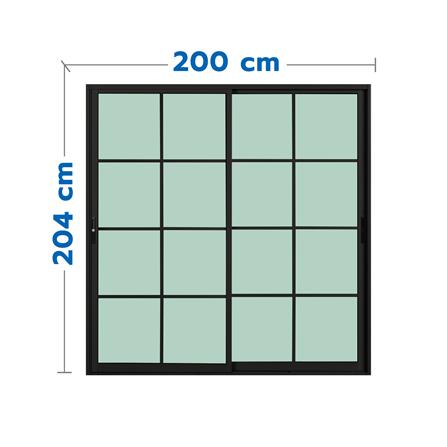 ประตูบานเลื่อน อะลูมิเนียม S-S มุ้ง KPA 8 ฟัก 200x204 ซม. สีดำ_0