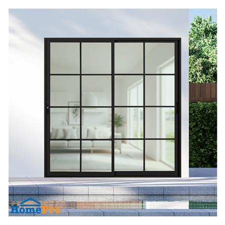ประตูบานเลื่อน อะลูมิเนียม S-S มุ้ง KPA 8 ฟัก 200x204 ซม. สีดำ_1