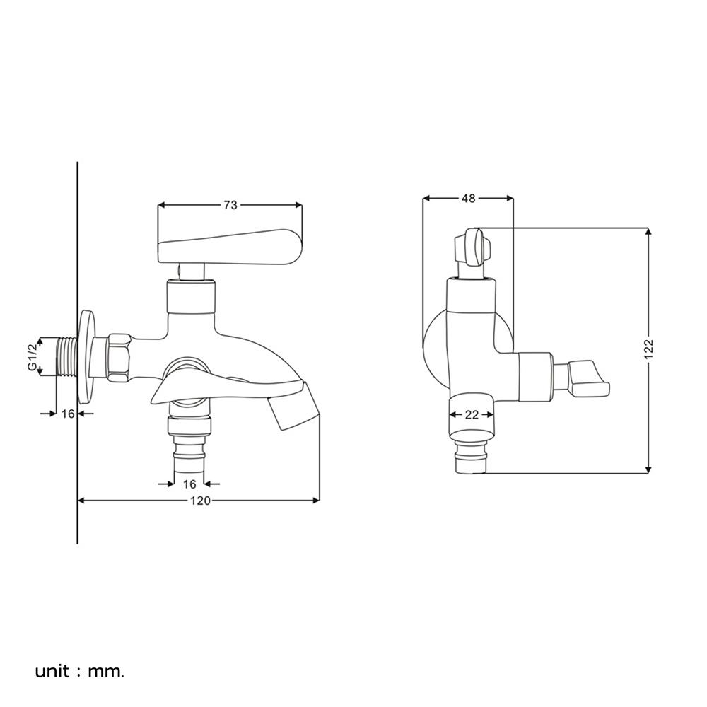 ก๊อกล้างพื้น RASLAND RA A126-A8899-BK สีดำ