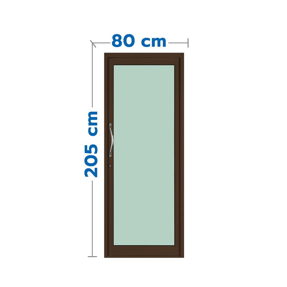 ประตูบานสวิงเดี่ยว อะลูมิเนียม KPA 80x205 ซม. สีชา