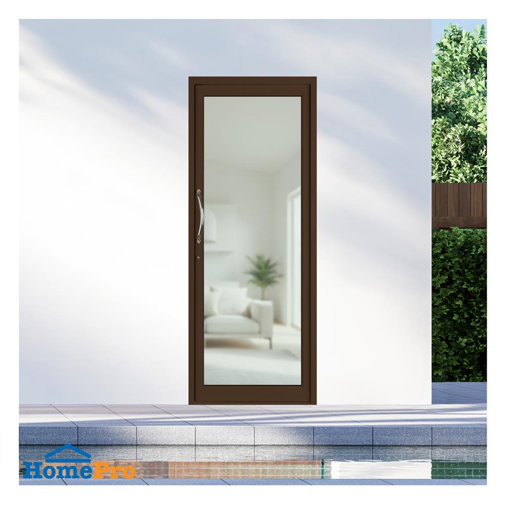 ประตูบานสวิงเดี่ยว อะลูมิเนียม KPA 80x205 ซม. สีชา