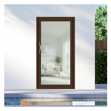 ประตูบานสวิงเดี่ยว อะลูมิเนียม KPA 110x205 ซม. สีชา_1