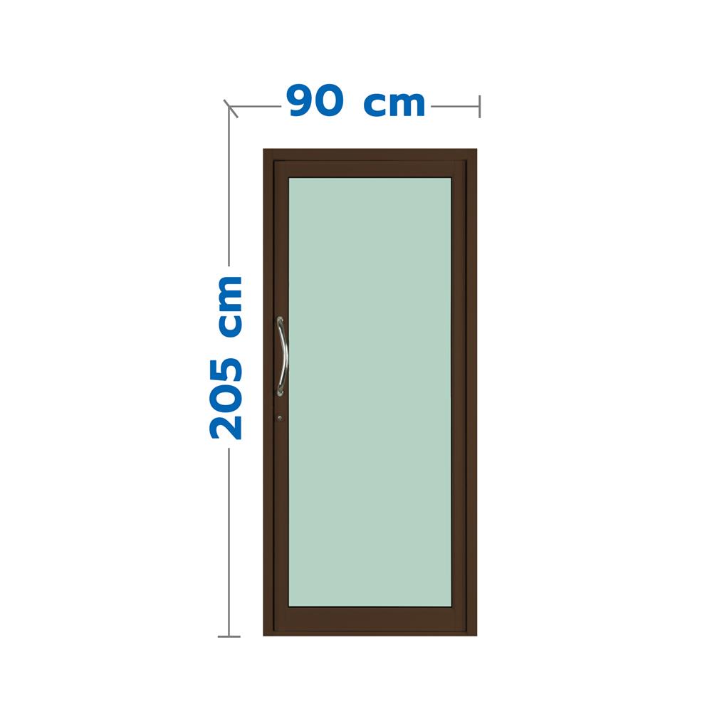 ประตูบานสวิงเดี่ยว อะลูมิเนียม KPA 90x205 ซม. สีชา