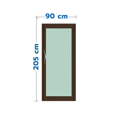 ประตูบานสวิงเดี่ยว อะลูมิเนียม KPA 90x205 ซม. สีชา_0