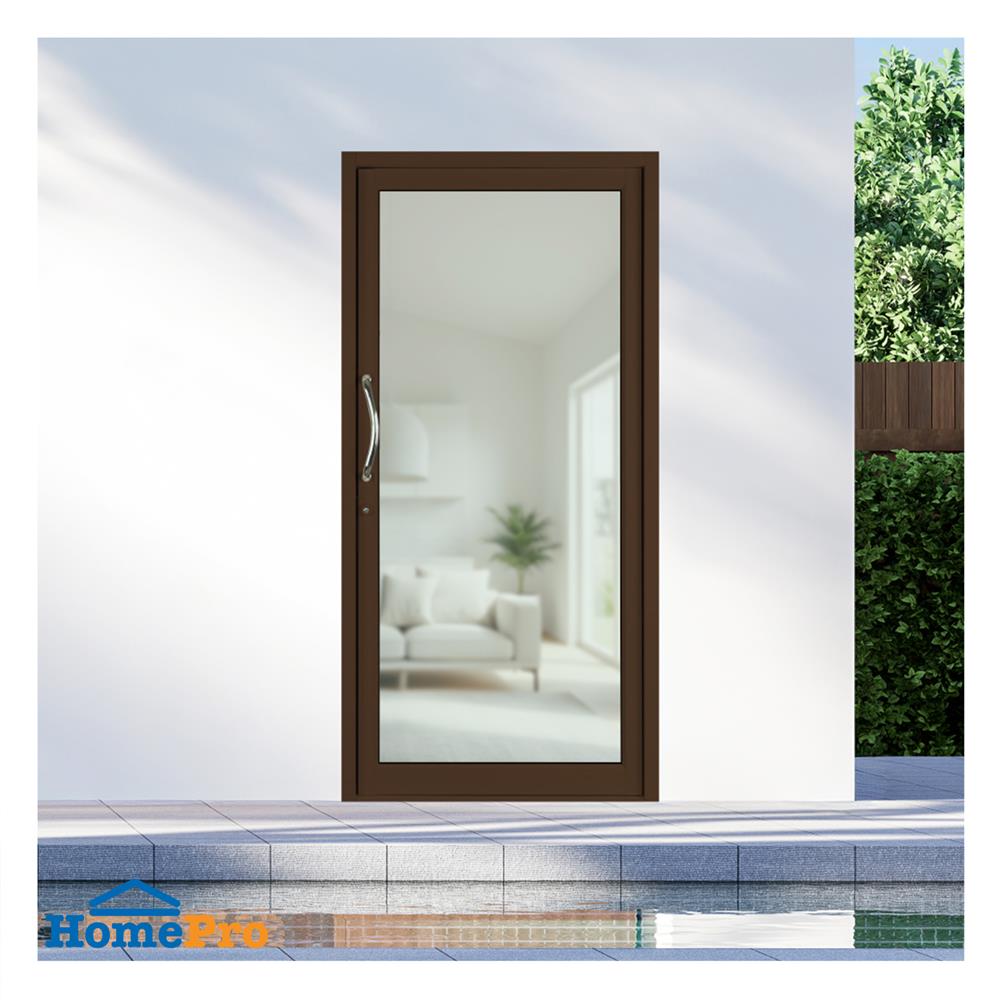 ประตูบานสวิงเดี่ยว อะลูมิเนียม KPA 100x205 ซม. สีชา