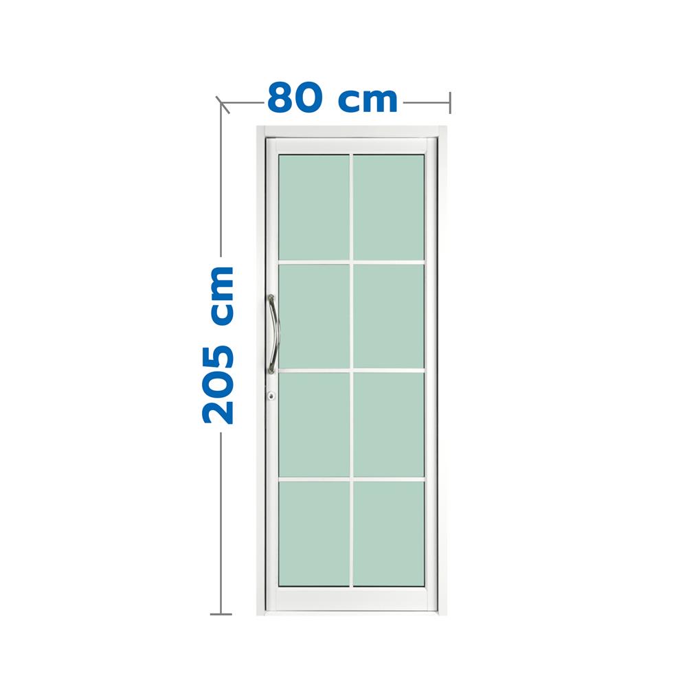 ประตูบานสวิงเดี่ยว อะลูมิเนียม 8 ฟัก KPA 80x205 ซม. สีขาว