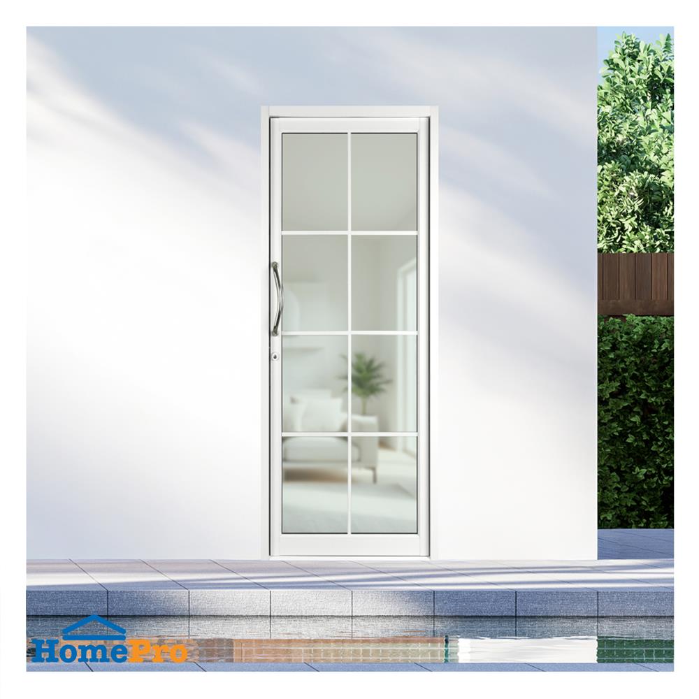 ประตูบานสวิงเดี่ยว อะลูมิเนียม 8 ฟัก KPA 80x205 ซม. สีขาว