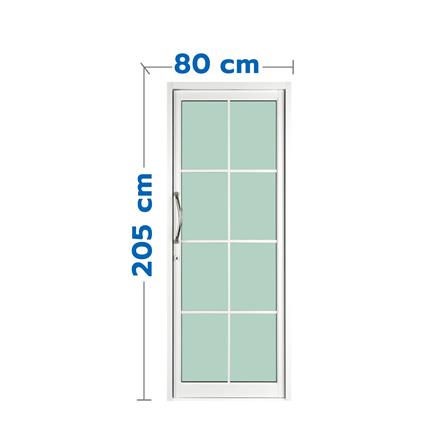 ประตูบานสวิงเดี่ยว อะลูมิเนียม 8 ฟัก KPA 80x205 ซม. สีขาว_0
