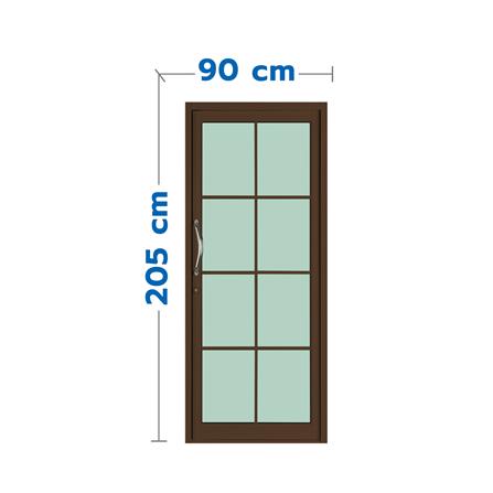ประตูบานสวิงเดี่ยว อะลูมิเนียม 8 ฟัก KPA 90x205 ซม. สีชา_0