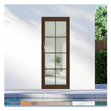 ประตูบานสวิงเดี่ยว อะลูมิเนียม 8 ฟัก KPA 90x205 ซม. สีชา_1