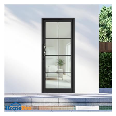 ประตูบานสวิงเดี่ยว อะลูมิเนียม 8 ฟัก KPA 90x205 ซม. สีดำ_1