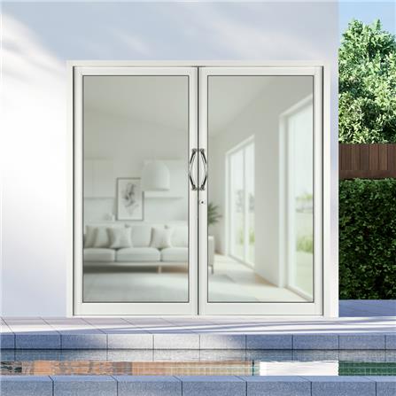 ประตูบานสวิงคู่ อะลูมิเนียม KPA 210x205 ซม. สีขาว_1