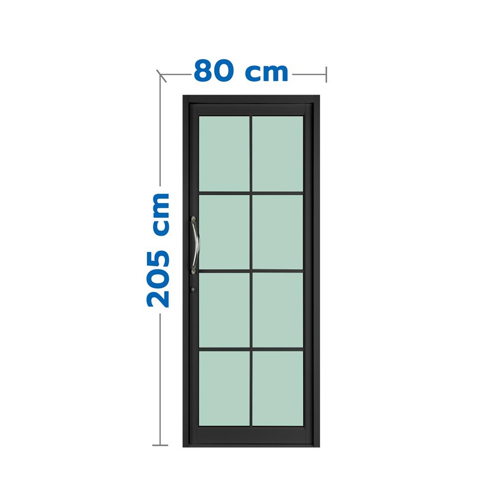 ประตูบานสวิงเดี่ยว อะลูมิเนียม 8 ฟัก KPA 80x205 ซม. สีดำ