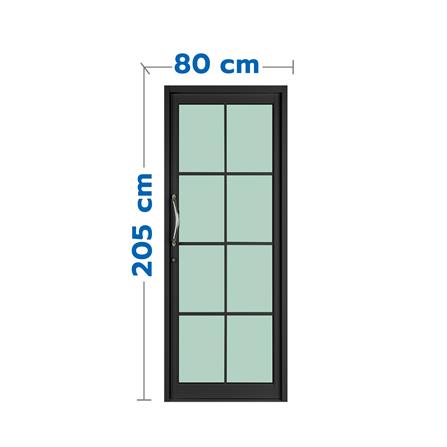 ประตูบานสวิงเดี่ยว อะลูมิเนียม 8 ฟัก KPA 80x205 ซม. สีดำ_0