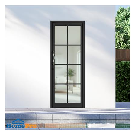 ประตูบานสวิงเดี่ยว อะลูมิเนียม 8 ฟัก KPA 80x205 ซม. สีดำ_1