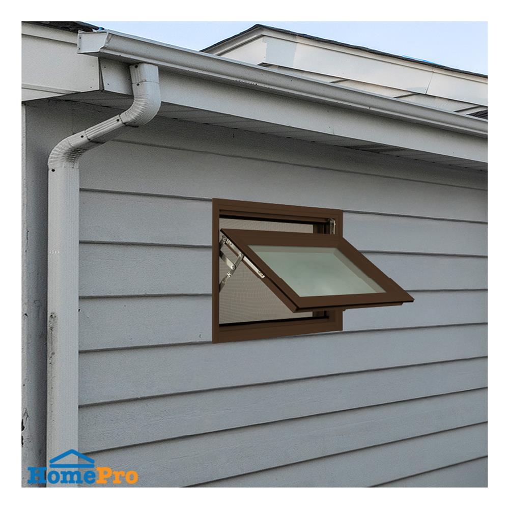 หน้าต่างบานกระทุ้ง อะลูมิเนียม มุ้ง KPA 60x40 ซม. สีชา