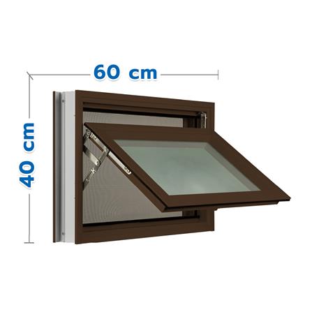 หน้าต่างบานกระทุ้ง อะลูมิเนียม มุ้ง KPA 60x40 ซม. สีชา_0