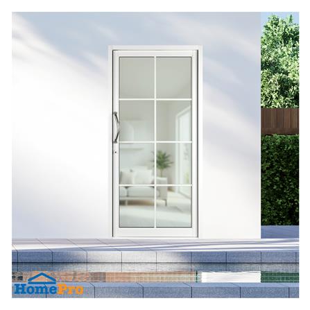 ประตูบานสวิงคู่ อะลูมิเนียม 8 ฟัก KPA 100x205 ซม. สีขาว_1