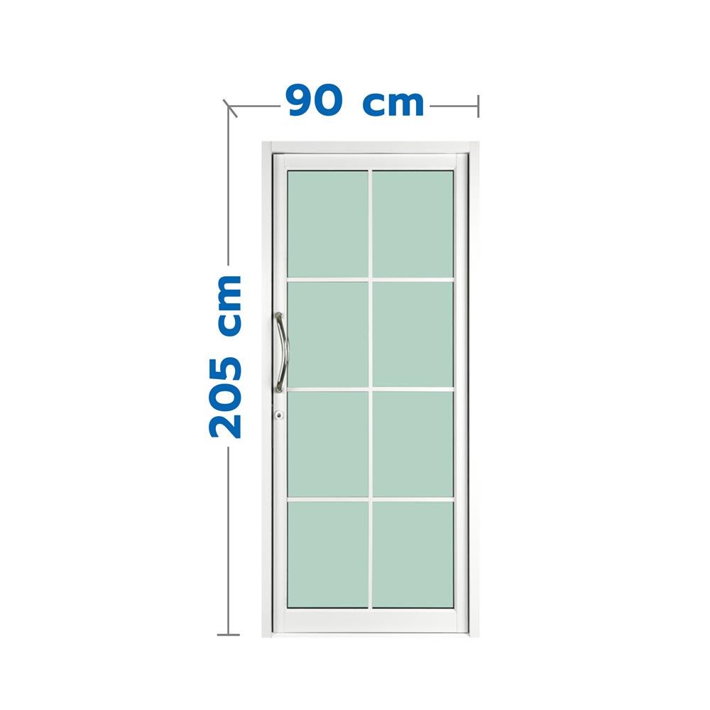 ประตูบานสวิงเดี่ยว อะลูมิเนียม 8 ฟัก KPA 90x205 ซม. สีขาว