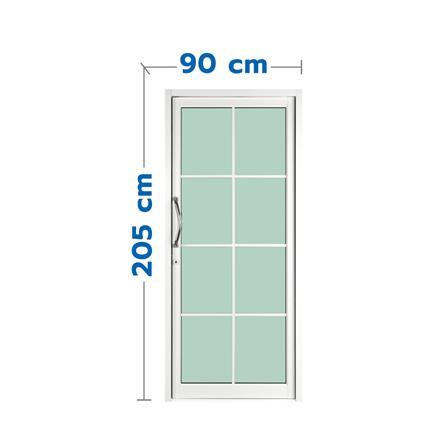 ประตูบานสวิงเดี่ยว อะลูมิเนียม 8 ฟัก KPA 90x205 ซม. สีขาว_0