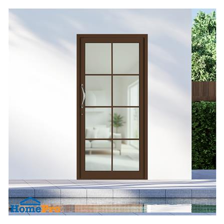 ประตูบานสวิงเดี่ยว อะลูมิเนียม 8 ฟัก KPA 100x205 ซม. สีชา_1