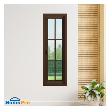 หน้าต่างบานเปิด อะลูมิเนียม มุ้ง 6 ฟัก KPA 50x150 ซม. สีชา_1