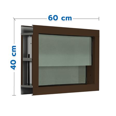 หน้าต่างบานกระจกซ้อน อะลูมิเนียม KPA 60x40 ซม. สีชา_0