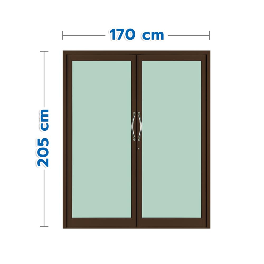 ประตูบานสวิงคู่ อะลูมิเนียม KPA 170x205 ซม. สีชา