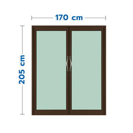 ประตูบานสวิงคู่ อะลูมิเนียม KPA 170x205 ซม. สีชา_0