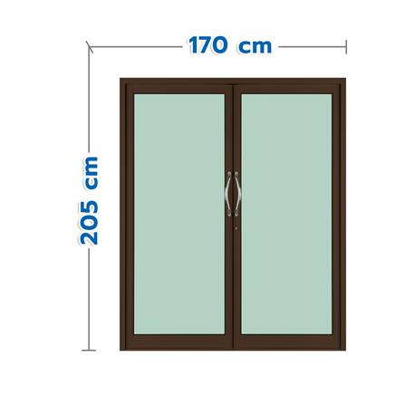 ประตูบานสวิงคู่ อะลูมิเนียม KPA 170x205 ซม. สีชา_0