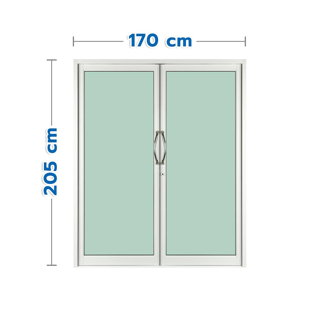 ประตูบานสวิงคู่ อะลูมิเนียม KPA 170x205 ซม. สีขาว