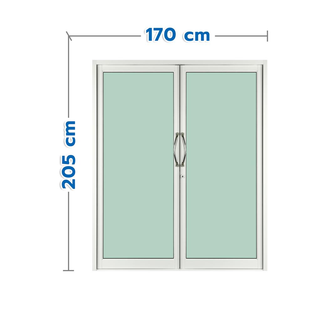 ประตูบานสวิงคู่ อะลูมิเนียม KPA 170x205 ซม. สีขาว