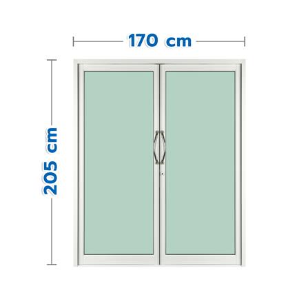 ประตูบานสวิงคู่ อะลูมิเนียม KPA 170x205 ซม. สีขาว_0